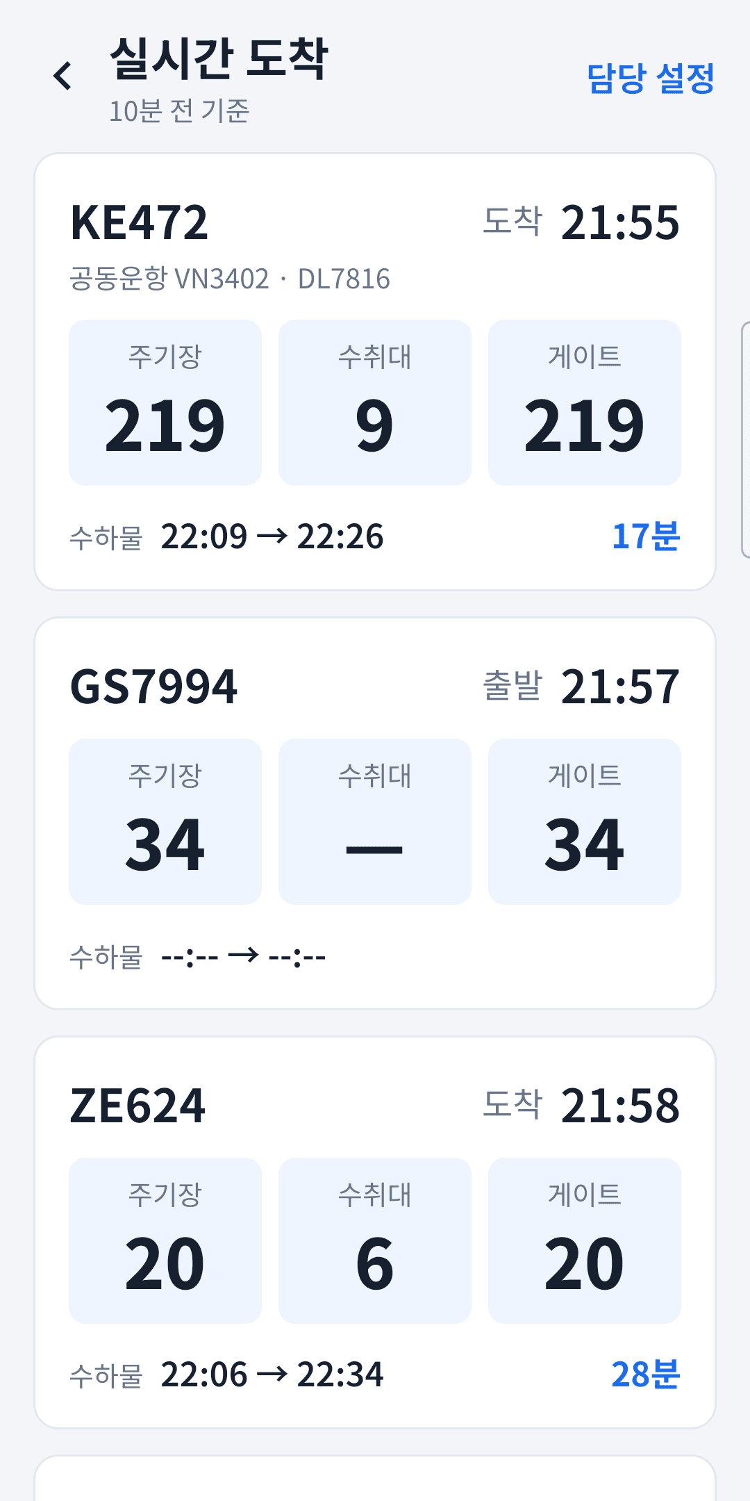 조업자 현황판 — 주기장·수취대·게이트 중심 화면